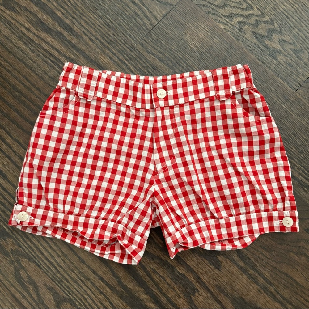 Oscar de la Renta Red White Gingham Plaid Shorts Girls 6